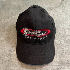 Vintage 90s Y2K Planet Hollywood Las Vegas Embroidered Hat Black White REd